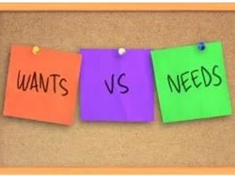 Decorative image of want vs needs