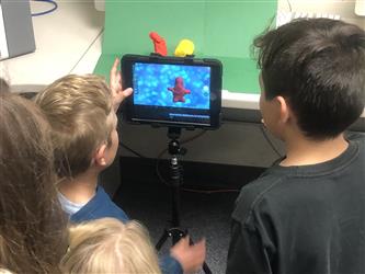 Students using iPad for Stop Motion Animation