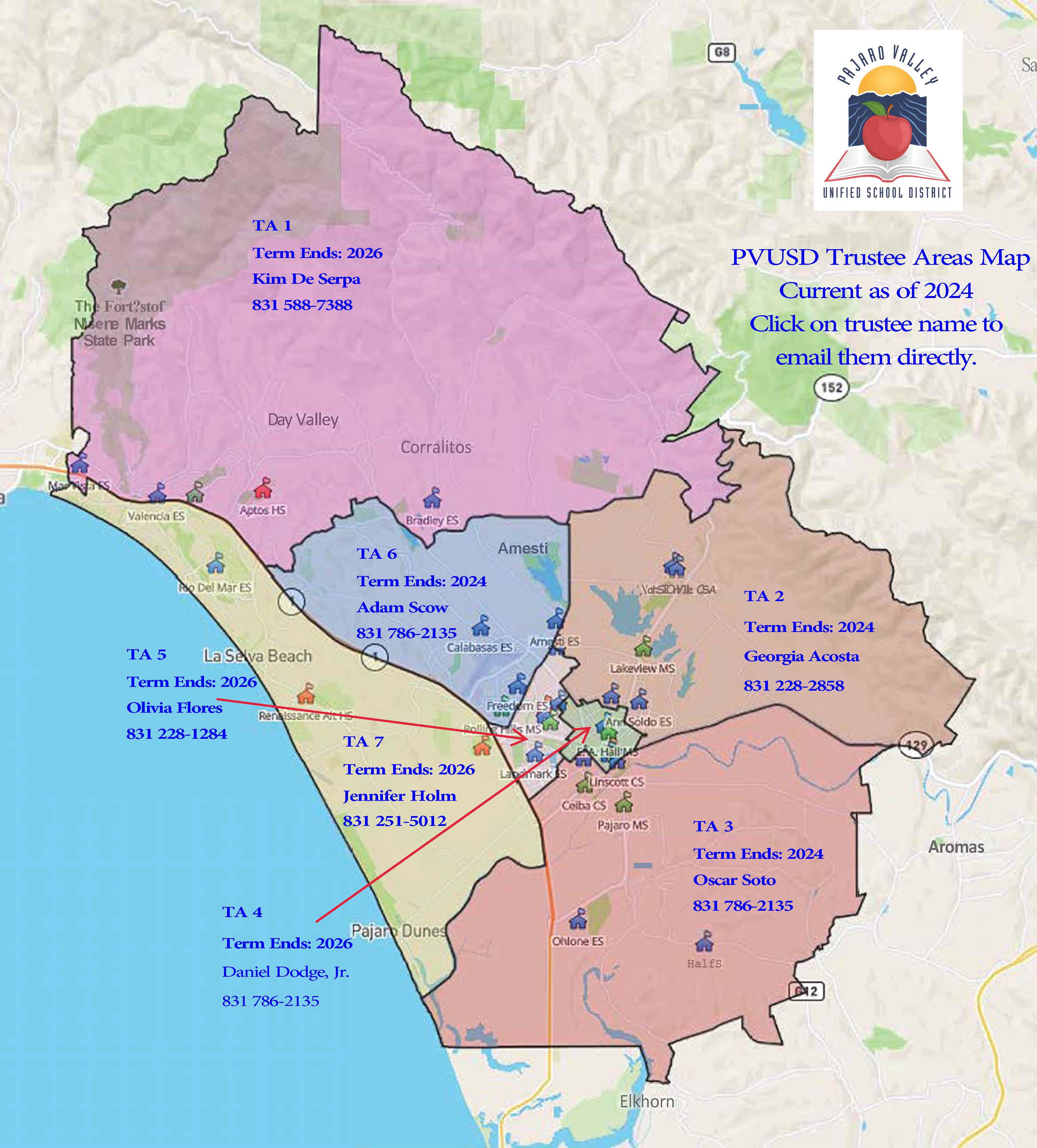 Email alicia_jimenez@pvusd for Board Trustee map information
