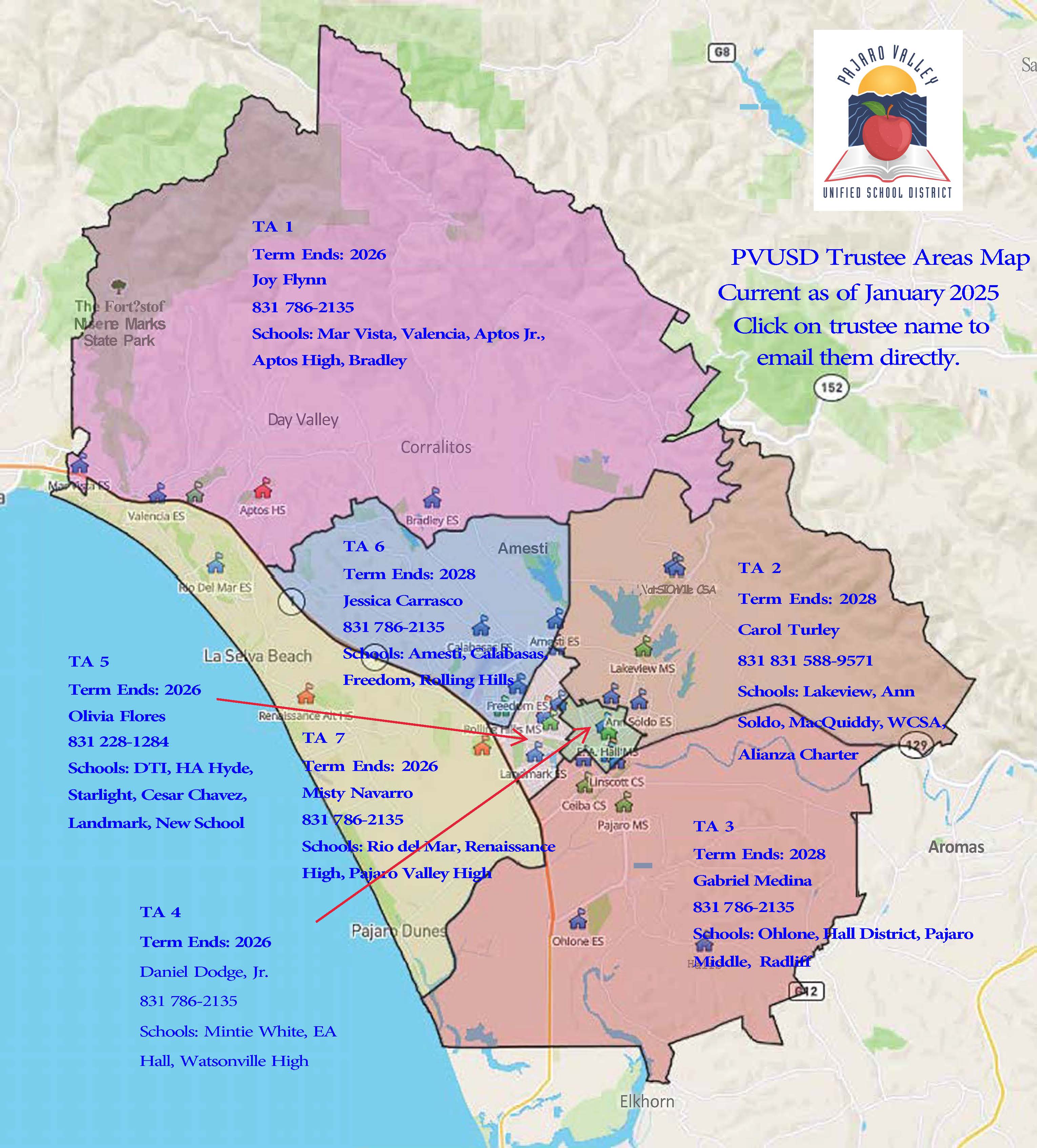 Email alicia_jimenez@pvusd for Board Trustee map information