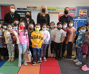 Teachers and students with masks
