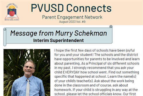 Snapshot of PVUSD Connects newsletter